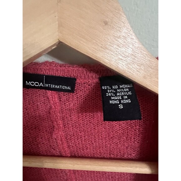 Moda International Size S Duster Cardigan Sweater kid Mohair Ruffled Whimsical - Picture 6 of 6